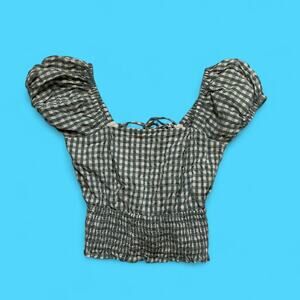 Sim sam gingham puff sleeve cottagecore top